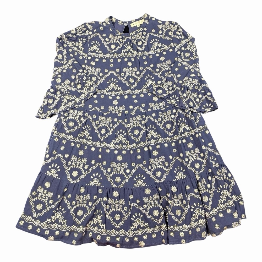 Penelope Rose Blue Embroidered Boho Midi Dress - Women's Plus Size‎ XL